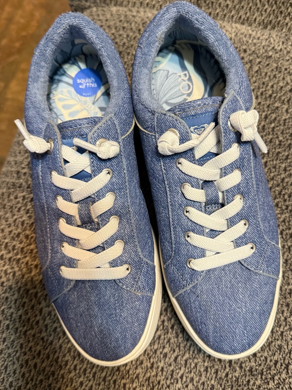 Roxy Denim-Look Light Blue Lace-Up Men's Sneakers
